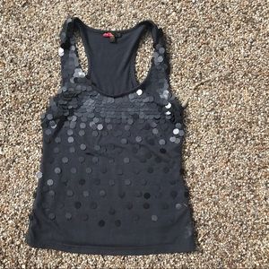 sequin beaded black Razorback tank top